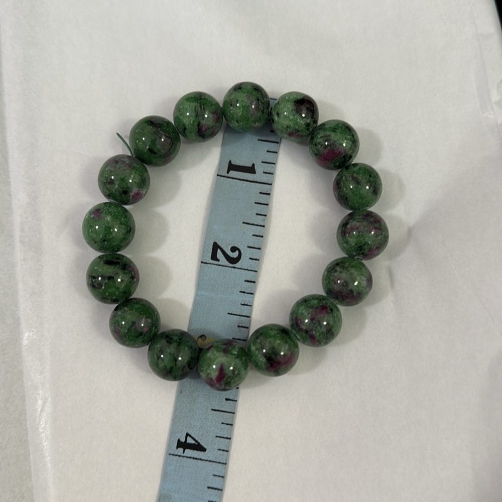 Ruby In Zoisite Large Bead Stretch Bracelet - image 3